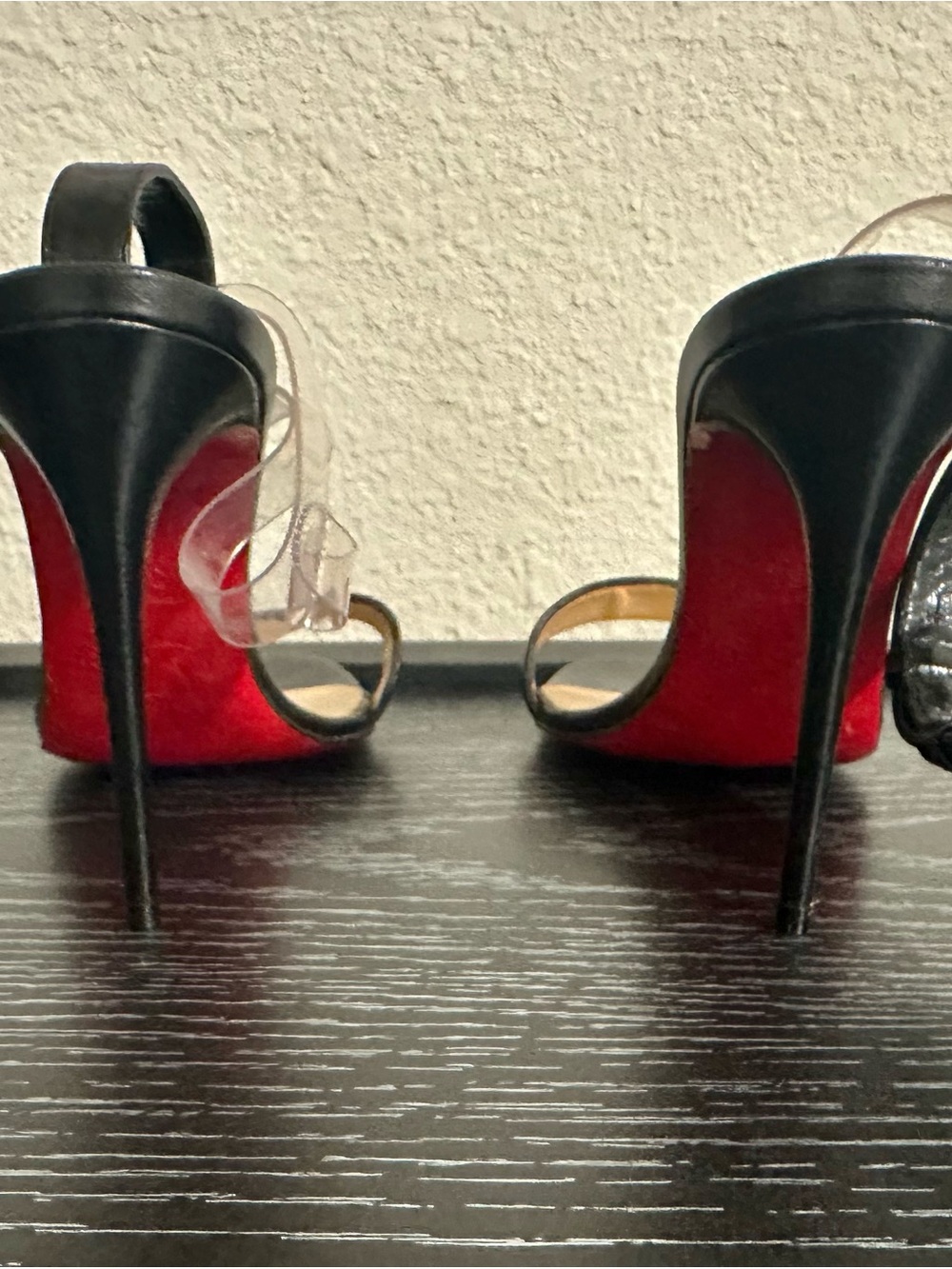 Brand New-Christian Louboutin Black Leather Open-Toe Ankle-Strap Heels - Picture 4 of 4